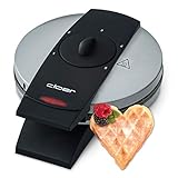 Cloer 1629 Waffeleisen für klassische Herzwaffeln, 930 W, Waffelgröße 15,5 cm, stufenlos wählbarer Bräunungsgrad, Metall, Silber