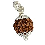 DENMOUS 4 Mukhi Rudraksha Silberanhänger/Pandent Nepali Rudraksha mit Labor zertifizierten vier Mukhi Rudraksha-AMZ6959, S, Edelstein