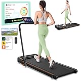 UREVO 2 in 1 Laufband für zuhause mit APP, Walking pad mit doppelter Stoßdämpfung, ‎1-10 km/h Laufband Klappbar mit Fernbedienung und LED-Anzeige