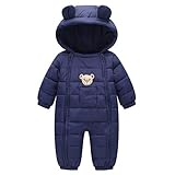 Baby Winter Overall Mit Kapuze Schneeanzüge Outfits Bär Strampler Jungen Mädchen Spielanzug Marine 3-6 Monate