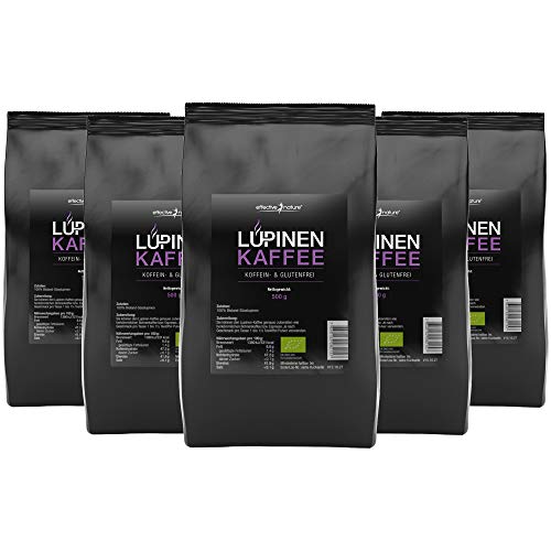 effective nature - Lupinenkaffee im Sparpaket - 5x 500g - Der ideale Kaffeeersatz - Koffein- und Glutenfrei - Aus kontrolliertem Bio-Anbau - Vollmundiger Geschmack