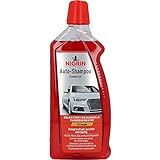 NIGRIN Autoshampoo Konzentrat, 1 Liter, entfernt auch starke Verschmutzungen, schont Lack- und Kunststoffoberflächen, mit Orangen-Duft