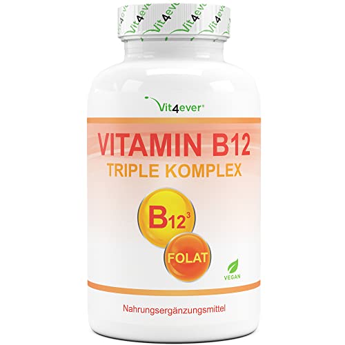 Vitamin B12 - 240 Tabletten - Premium: Beide Aktivformen + Depotform + Folat (5-MTHF aus Quatrefolic®) - Vegan - Hochdosiert - Laborgeprüft