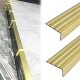 Treppenkantenschutz aus massivem Messing für Holzstufen und Hartholzböden, langlebiger Metallkantenschutz, 2 Stück
