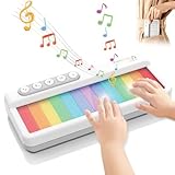 Pup Go Tragbares Elektronisches Klavier-Spielzeug für Kinder ab 2 Jahren, Regenbogen-Touchscreen-Tasten mit buntem Licht, 5 Instrumentenklänge, 13 Demolieder, tragbare Musik-Tastatur für Kleinkinder
