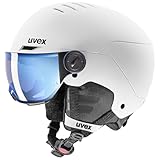 uvex Rocket jr Visor - robuster Skihelm für Kinder - Filterkategorie 2 - optimierte Belüftung - White - Black matt - 54-58 cm