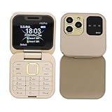 Dpofirs Klapptelefon für Kinder und Senioren, Entsperrtes Klapptelefon, 2G-Klapphandy für Senioren, Dual-SIM-Telefon mit Großen Tasten und LED-Taschenlampe, HD-Rückkamera, FM-Radio, (Gold)