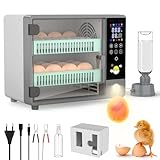 Brutautomat Vollautomatisch, Brutmaschine für 24 Eier mit Automatischem Wenden der Eier und Befeuchtung Durch Ultraschall-Zerstäubung, Temperaturkontrolle, LED-Farbdisplay, Schierlampe Für Eier