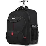 Laptop Trolley Rucksack Business Rolling 17 Zoll mit Rädern Handgepäck Groß Laptoptasche Rollkoffer für Herren Damen wasserdichte Aktenkoffer für Reisen/Männer/Frauen-Schwarz