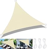 FAMKEEP Sonnensegel Dreieck 3x3x3m Sonnenschutz Wasserdicht,UV Schutz,Garten Balkon,Terrasse Camping Outdoor Wetterbeständig mit Befestigungsseile,Creme Farben
