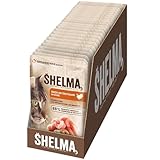 Shelma Katzen-Nassfutter mit Truthahn in Sauce mit Tomaten und Kräutern – Getreidefreies Alleinfuttermittel mit hohem Fleischanteil – 28 x 85 g (2,38 kg)