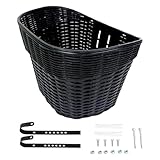 Baoblaze Fahrradkorb vorne, Fahrradkorb, einfach zu installierender Gepäckträgerkorb, Fahrradgepäckträger für Picknick, Einkaufen, Camping, Damen, Schwarz