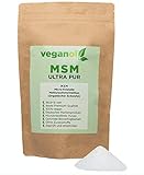 Veganol MSM Kristalle 500g (Methylsulfonylmethan) Made in Germany, vegan, höhere Bioverfügbarkeit als Pulver oder Kapseln, Reinheitsgrad 99,9%, Nahrungsergänzungsmittel für Mensch und Tier geeignet