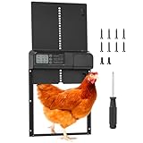 Umelee Automatische Hühnerklappe aus Aluminium, Batteriebetriebene Hühnerstalltür mit Timer & LED-Bildschirm, Hühnerstall Türöffner, Elektrische Hühnerklappe, Intelligenter Einklemmschutz