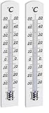 TFA Dostmann Analoges Innenthermometer, 12.1003.09, Raumthermometer, hohe Genauigkeit, aus Buchenholz, weiß, (L) 31 x (B) 16 x (H) 180 mm (Packung mit 2)