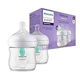 Philips Avent Babyflaschen Natural Response – 2x Babyflaschen mit AirFree Ventil, 125 ml, BPA-frei, für Neugeborene ab 0 Monaten (Modell SCY670/02)