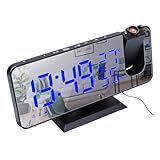 SOLUSTRE 1Satz Projektionswecker mit Funkuhr und Großem LED Display Wetterüberwachungsuhr mit Radiofunktion Hygrometer und Automatischer Abschaltung für Zuhause und Schlafzimmer