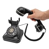 Schnurgebundene Vintage-Telefon Festnetztelefon Antike Deko Retro-Stil Druckknopf Telefon Antik-Telefon mit Wählscheibe,als dekoratives Element für Geschenke/Wohnzimmer/Arbeitszi,Schwarz