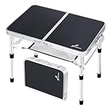 Sportneer Klappbarer Campingtisch, höhenverstellbar, Kleiner Klapptisch, tragbare Campingtische (59,9 cm L x 39,9 cm B (2 Höhen)) mit Netzschicht für Outdoor