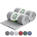 wometo 2er Set Eco Fleecedecken aus 100% recyceltem Material + OekoTex und GRS Zertifiziert 130x160 cm ca. 400 g - hellgrau mit Anti-Pilling und Kettelrand