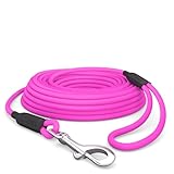 10m Schleppleine Hunde, Wasserfeste Hundeleine Rundleine mit Handschlaufe, Robuste Freilauf-Trainingsleine pink, bis 35kg