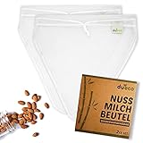 DuEco Nussmilchbeutel mit 2 Stück für Bio Nussmilch & Pflanzenmilch - Mehrzweck Passiertuch für hausgemachten Käse, Obstsaft und Gemüsesaft (2er Set | V-förmige Beutel (28 x 30cm))