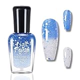 Farbwechselnder Nagellack - Blau Weiß Glitzer Temperaturgesteuerter-Nagellack mit Farbwechsel Effekt - 7ml Langanhaltender Schnelltrocknender Nail polish für Nagel Design, Kein UV-Licht (Blue)