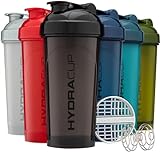 Hydra Cup - 6 PACK - 28-Ounce Shaker Bottles for Protein Mixes with Wire Whisk & Mixing Grid, BPA Free Shaker Cup Blender Set