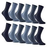 12 Paar Socken Herren Business Socken Baumwolle Herrensocken 70203T (Jeans Blau Navy 43-46)