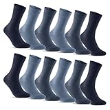 12 Paar Socken Herren Business Socken Baumwolle Herrensocken 70203T (Jeans Blau Navy 43-46)