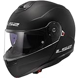 LS2 Helm Strobe II FF908 Mattschwarz Größe L | Klares Visier | Klapphelme | Schnappverschluss | Kunststoff | geeignet für Mofa, Moped, Motorrad, Roller