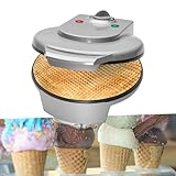 Hörnchen Waffeleisen für Eiswaffeln - Eiswaffeleisen 1200 Watt - Hörncheneisen für Hauchdünne Waffeln - Hörnchenautomat mit Kegel inkl Pflegetuch - Backfläche 18 cm