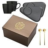 Espressotassen-Untertassen-Set – Set aus Tasse, Tasse und Untertasse aus Keramik | hitzebeständige Cappuccino-Tassen aus Keramik mit Griff, Untertassen-Set