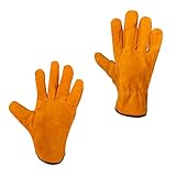 GALPADA 1 Paar Hitzebeständige Schweißhandschuhe Rindsleder Strapazierfähige Isolierende Schutzhandschuhe für Schweißer für Bau und Orange