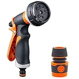 FONDUO Gartenbrause Handbrause Mit 8 Einstellbaren Sprühmustern Für Gartenbewässerung Autowäsche Rasenpflege Haustierbad Mit Schnellanschlussadapter Und Ergonomischem Griff