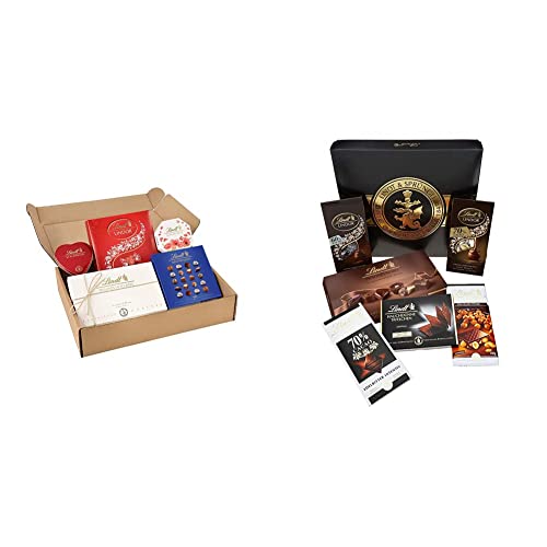 Lindt Schokolade Schokoladen-Geschenke-Set | 477g | 5x feine Lindt Schokolade Schokoladen & Schokolade Zartbitter-Schokoladen-Geschenkbox | 847 g dunkle Schokolade