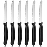 hunnycook Tomatenmesser 6 Stück, brötchenmesser mit Wellenschliff, Edelstahl Frühstücksmesser, Tafelmesser, Steak messer Set für die Gastronomie zu Hause, Spülmaschinenfest