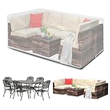 Funshot Gartenmöbel Abdeckung Wasserdicht, 242x162x90cm, Große Abdeckung Gartenmöbel Rechteckig, Outdoor Tischabdeckung Möbel Sets Abdeckung Winddicht, Patio Set Abdeckung, Transparent