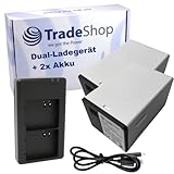 Trade-Shop Set: 2X Kamera-Akku (14000mAh) + Dual Ladegerät kompatibel mit Arlo A7a A-7a A14 A-14 308-50019-01 VMA5420-10000S