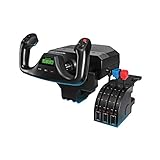 Logitech G Saitek Pro Flight Yoke System, Steuerhorn und Schubregler für Flug Simulatoren, Throttle Quadrant, 5 Achsen, Edelstahl-Höhenruder, Querruder-Steuerwelle, USB-Anschluss, PC - Schwarz