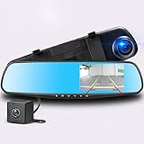 Podazz Spiegel Dashcam Vorne und Hinten Autokamera, FHD 1080P 4,3 '' Auto DVR Spiegel Dash Cam Recorder DVR mit G-Sensor Parküberwachung, Loop-Aufnahm