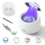 2025 Ultraschall Retainer Cleaner Machine - 45kHz Retainer Cleaner für Nachtschutz, Mundschutz, Zahnersatz - 24W Dental Ultraschallreiniger mit 4 Modi, 200ML - Tolles Geschenk für Zahnspangenbenutzer