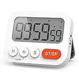 LIORQUE Digitaler Timer Eieruhr digital Küchentimer mit Uhr, Stoppuhr, Wecker, Magnet, 3-stufiger Lautstärke, LCD Anzeige für Lernen, Kochen, Sport