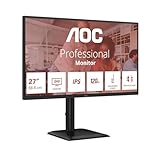 AOC Q27E4U 27 Zoll QHD-Monitor, 120 Hz, IPS, 1 ms MPRT, Adaptive Sync, HDR-Modus, Höhenverstellung (2560 x 1440, HDMI 1 x 2.0, DP 1 x 1.4, USB-Hub) Schwarz