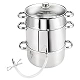BURI Dampfentsafter aus Edelstahl 38x40cm Entsafter für Gemüse Kräuter Obst Säfte herstellen Küche Zubehör Saftkocher mit Glasdeckel Küchengerät Dampf Töpfe – für alle Herdarten - induktionsgeeignet