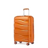 KONO Hartschalenkoffer Groß Leicht Koffer Trolley Reisekoffer mit 4 Rollen und TSA Schloss, 76x50x31cm, 100Liter, Zwillingsrollen Polypropylen Rollkoffer (Orange, XL)