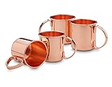 Echtwerk Kupferbecher-Set, Edelstahl-Gläser, Cocktail-Set, Cocktailgläser perfekt für Gin, Vodka, Bier und Kaltgetränke, Geschenkset, 4x Kupferbecher 450 ml, Kupfer