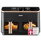 COSORI Heißluftfritteuse 2 Kammern, Airfryer Testsieger der Stiftung Warentest, 6-in-1 Dual Zone Air fryer 8,5 L, Heissluftfritteuse Doppelkammer mit Sichtfenster, energiesparend