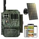 VOOPEAK 4G LTE Solar Wildkamera mit SIM Karte Unbegrenzter Fluss, 1080P HD Wildkamera mit Handyübertragung App, Wildtierkamera mit Bewegungsmelder Nachtsicht 850nm 0,1s Auslösezeit IP66 Wasserdicht