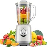Standmixer, Smoothie Maker Mit 6-Klingen-Edelstahlmesser, Blender Multi Winkel, Mixer Mit 3-Geschwindigkeiten, Blender mit 1.25L Glasbehälter, BPA-frei, 700 W, Crush Ice Funktion, Selbstreinigungs